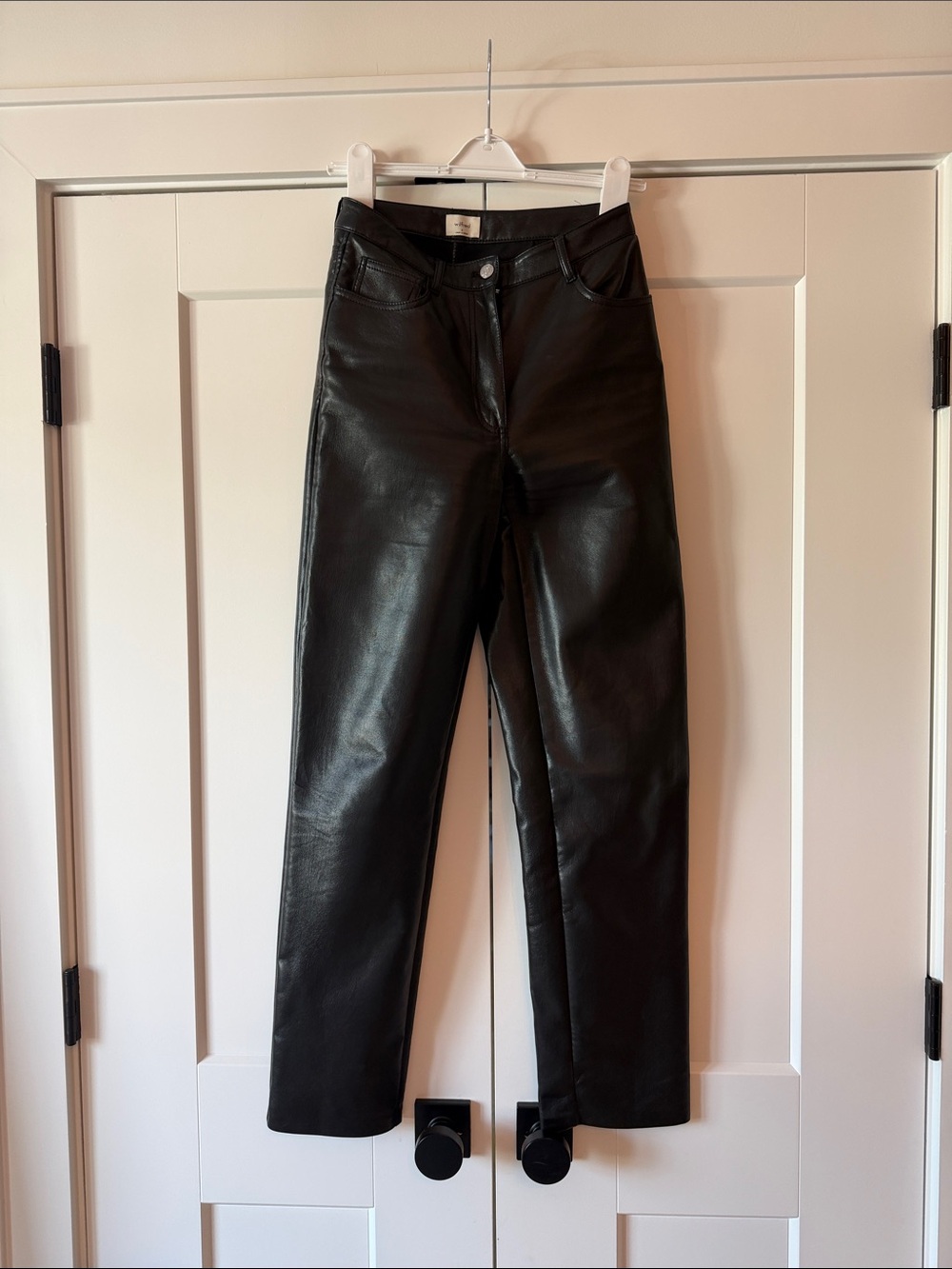 Wilfred Black Faux Leather Straight-Leg Pants